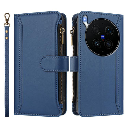 Magnetic Closure 9 Card Slots Zipper Leather Case with Hand Strap, For vivo X300 Ultra, For vivo X300 Pro, For vivo X300, For vivo Y31 5G Global