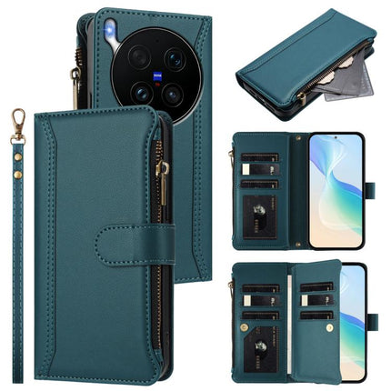 Magnetic Closure 9 Card Slots Zipper Leather Case with Hand Strap, For vivo X300 Ultra, For vivo X300 Pro, For vivo X300, For vivo Y31 5G Global