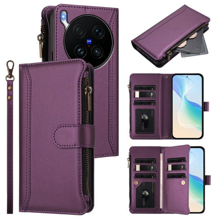 Magnetic Closure 9 Card Slots Zipper Leather Case with Hand Strap, For vivo X300 Ultra, For vivo X300 Pro, For vivo X300, For vivo Y31 5G Global
