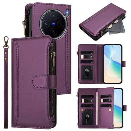 Magnetic Closure 9 Card Slots Zipper Leather Case with Hand Strap, For vivo X300 FE 5G Zeiss/S50 Pro Mini 5G, For vivo X300s, For vivo Y21 5G 2026 Global / Y05 4G, For vivo V70 FE 5G