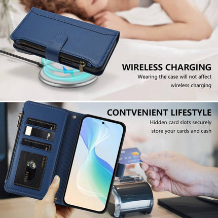 Magnetic Closure 9 Card Slots Zipper Leather Case with Hand Strap, For vivo X300 FE 5G Zeiss/S50 Pro Mini 5G, For vivo X300s, For vivo Y21 5G 2026 Global / Y05 4G, For vivo V70 FE 5G