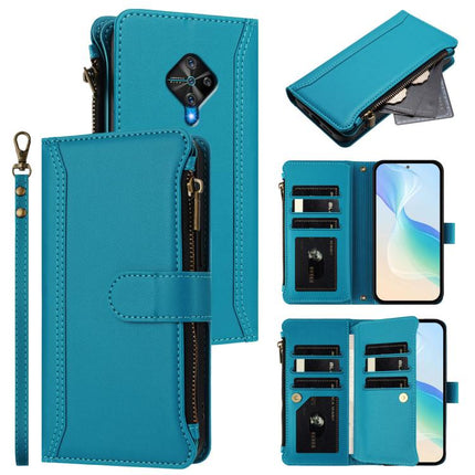 Magnetic Closure 9 Card Slots Zipper Leather Case with Hand Strap, For vivo Y76 5G, For vivo Y53S 4G / Y51A 2021 / Y33 4G 2021, For vivo Y52S 5G / iQOO U3 / Y31S 5G, For vivo Y70S