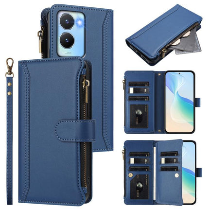 Magnetic Closure 9 Card Slots Zipper Leather Case with Hand Strap, For vivo Y100A 5G Global, For vivo Y56 5G Global / Y16 4G Global, For vivo Y72 5G / iQOO Z3 / Y52 5G, For vivo Y55S 2023 5G / Y55 5G Global