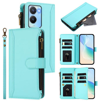 Magnetic Closure 9 Card Slots Zipper Leather Case with Hand Strap, For vivo Y100A 5G Global, For vivo Y56 5G Global / Y16 4G Global, For vivo Y72 5G / iQOO Z3 / Y52 5G, For vivo Y55S 2023 5G / Y55 5G Global