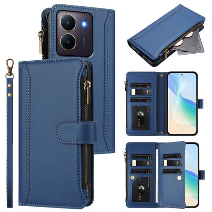 Magnetic Closure 9 Card Slots Zipper Leather Case with Hand Strap, For vivo Y300 5G Global, For vivo Y200E 5G Global / V40 SE 5G, For vivo Y36 4G Global / Y27S 4G Global, For vivo Y78+ 5G Global / V29 Lite