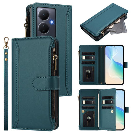 Magnetic Closure 9 Card Slots Zipper Leather Case with Hand Strap, For vivo Y300 5G Global, For vivo Y200E 5G Global / V40 SE 5G, For vivo Y36 4G Global / Y27S 4G Global, For vivo Y78+ 5G Global / V29 Lite
