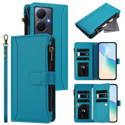 Magnetic Closure 9 Card Slots Zipper Leather Case with Hand Strap, For vivo Y300 5G Global, For vivo Y200E 5G Global / V40 SE 5G, For vivo Y36 4G Global / Y27S 4G Global, For vivo Y78+ 5G Global / V29 Lite