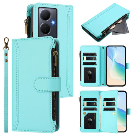 Magnetic Closure 9 Card Slots Zipper Leather Case with Hand Strap, For vivo Y300 5G Global, For vivo Y200E 5G Global / V40 SE 5G, For vivo Y36 4G Global / Y27S 4G Global, For vivo Y78+ 5G Global / V29 Lite