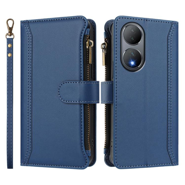 Magnetic Closure 9 Card Slots Zipper Leather Case with Hand Strap, For vivo Y100A 5G Global, For vivo Y56 5G Global / Y16 4G Global, For vivo Y72 5G / iQOO Z3 / Y52 5G, For vivo Y55S 2023 5G / Y55 5G Global