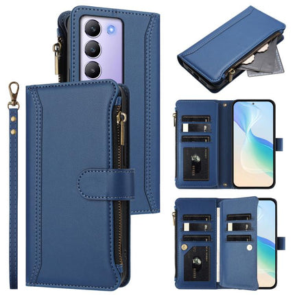 Magnetic Closure 9 Card Slots Zipper Leather Case with Hand Strap, For vivo Y300 5G Global, For vivo Y200E 5G Global / V40 SE 5G, For vivo Y36 4G Global / Y27S 4G Global, For vivo Y78+ 5G Global / V29 Lite