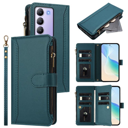 Magnetic Closure 9 Card Slots Zipper Leather Case with Hand Strap, For vivo Y300 5G Global, For vivo Y200E 5G Global / V40 SE 5G, For vivo Y36 4G Global / Y27S 4G Global, For vivo Y78+ 5G Global / V29 Lite