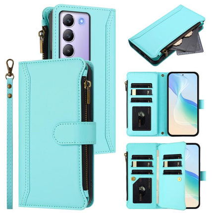 Magnetic Closure 9 Card Slots Zipper Leather Case with Hand Strap, For vivo Y300 5G Global, For vivo Y200E 5G Global / V40 SE 5G, For vivo Y36 4G Global / Y27S 4G Global, For vivo Y78+ 5G Global / V29 Lite