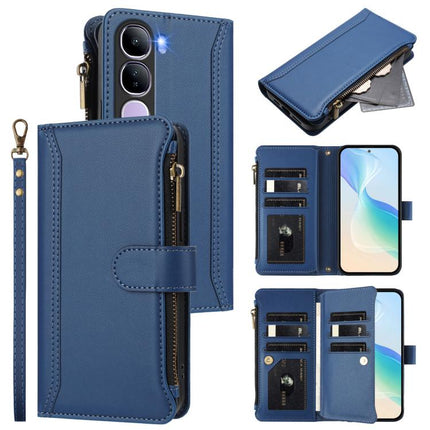 Magnetic Closure 9 Card Slots Zipper Leather Case with Hand Strap, For vivo Y300 5G Global, For vivo Y200E 5G Global / V40 SE 5G, For vivo Y36 4G Global / Y27S 4G Global, For vivo Y78+ 5G Global / V29 Lite