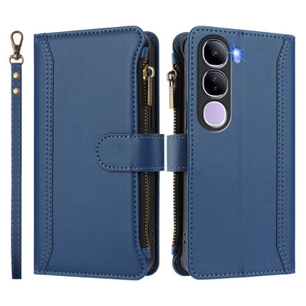 Magnetic Closure 9 Card Slots Zipper Leather Case with Hand Strap, For vivo Y300 5G Global, For vivo Y200E 5G Global / V40 SE 5G, For vivo Y36 4G Global / Y27S 4G Global, For vivo Y78+ 5G Global / V29 Lite
