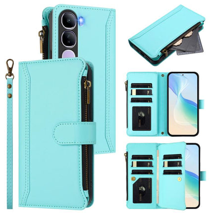 Magnetic Closure 9 Card Slots Zipper Leather Case with Hand Strap, For vivo Y300 5G Global, For vivo Y200E 5G Global / V40 SE 5G, For vivo Y36 4G Global / Y27S 4G Global, For vivo Y78+ 5G Global / V29 Lite