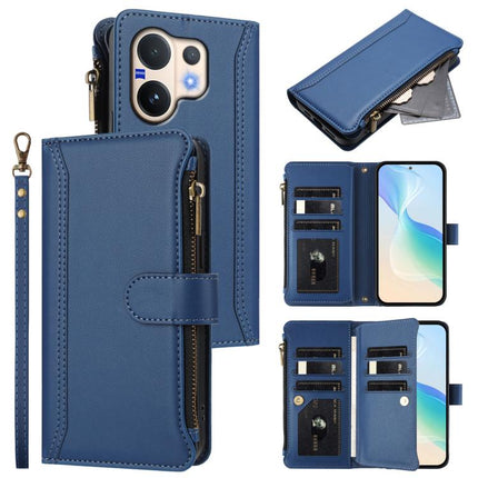 Magnetic Closure 9 Card Slots Zipper Leather Case with Hand Strap, For vivo Y400 5G Global, For vivo V60 5G Global, For vivo S30 Pro mini, For vivo S30