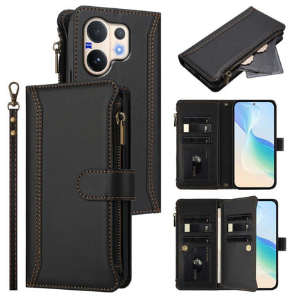Magnetic Closure 9 Card Slots Zipper Leather Case with Hand Strap, For vivo Y400 5G Global, For vivo V60 5G Global, For vivo S30 Pro mini, For vivo S30