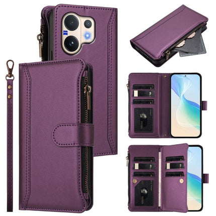 Magnetic Closure 9 Card Slots Zipper Leather Case with Hand Strap, For vivo Y400 5G Global, For vivo V60 5G Global, For vivo S30 Pro mini, For vivo S30