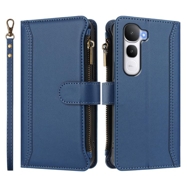Magnetic Closure 9 Card Slots Zipper Leather Case with Hand Strap, For vivo Y400 5G Global, For vivo V60 5G Global, For vivo S30 Pro mini, For vivo S30