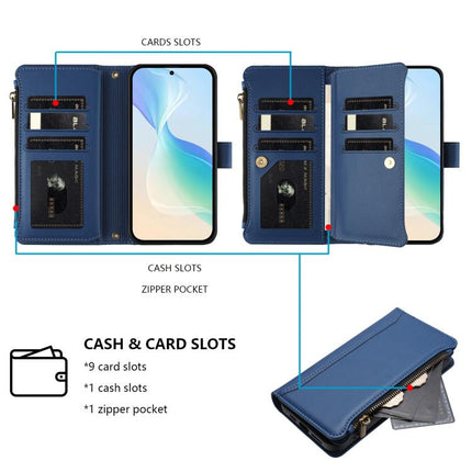 Magnetic Closure 9 Card Slots Zipper Leather Case with Hand Strap, For vivo Y400 5G Global, For vivo V60 5G Global, For vivo S30 Pro mini, For vivo S30