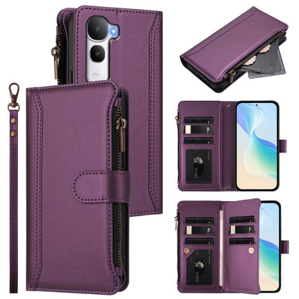 Magnetic Closure 9 Card Slots Zipper Leather Case with Hand Strap, For vivo Y400 5G Global, For vivo V60 5G Global, For vivo S30 Pro mini, For vivo S30