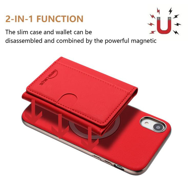 Solid Color Horizontal Magnetic Card Bag RFID MagSafe Phone Case, For iPhone XR, For iPhone 8 Plus / 7 Plus, For iPhone 8 / 7 / 6