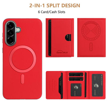 Solid Color Horizontal Magnetic Card Bag RFID MagSafe Phone Case, For Samsung Galaxy A25, For Samsung Galaxy A55