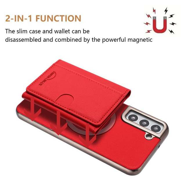 Solid Color Horizontal Magnetic Card Bag RFID MagSafe Phone Case, For Samsung Galaxy S22 5G, For Samsung Galaxy S21 5G, For Samsung Galaxy S21+ 5G, For Samsung Galaxy S21 Ultra 5G
