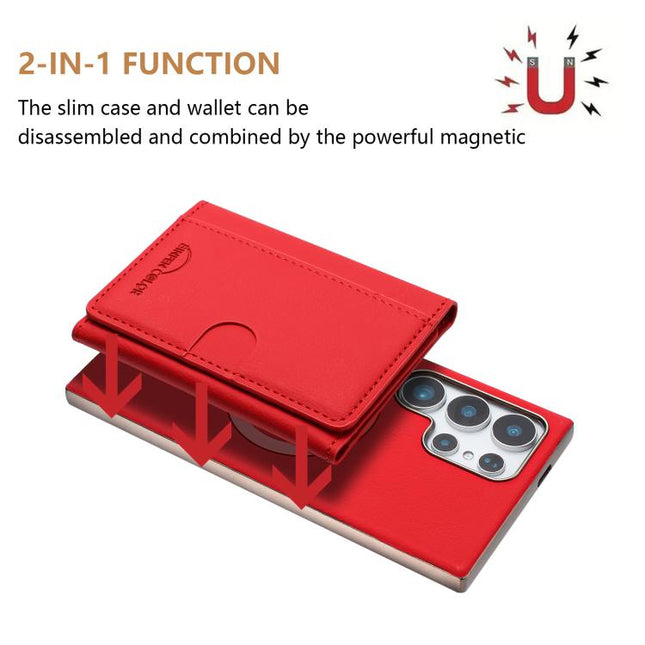 Solid Color Horizontal Magnetic Card Bag RFID MagSafe Phone Case, For Samsung Galaxy S24 Ultra 5G, For Samsung Galaxy S24+ 5G, For Samsung Galaxy S24 5G, For Samsung Galaxy S23 Ultra 5G
