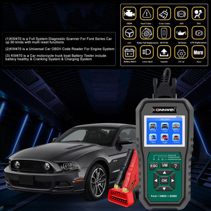 KONNWEI KW470 2.8 inch Color Screen Car OBD2 Fault Diagnostic Scan Tool for Ford, KW470