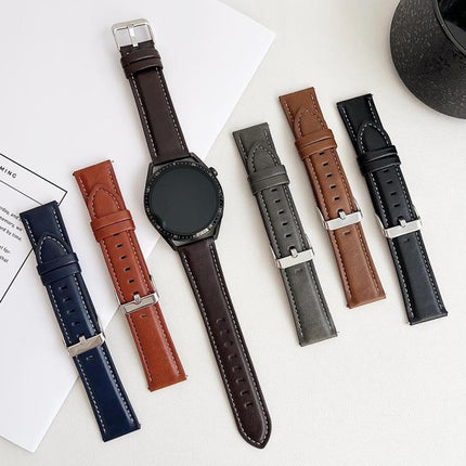 xDfind  Flat Crazy Horse Leather Pin Buckle Watch Band, 20mm, 22mm