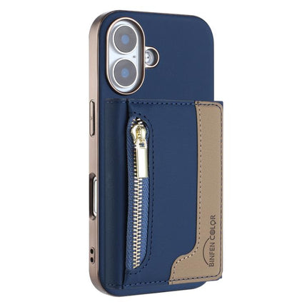 Zipper Horizontal Magnetic Card Bag RFID MagSafe Phone Case, For iPhone 16 Pro Max, For iPhone 16 Pro, For iPhone 16 Plus, For iPhone 16