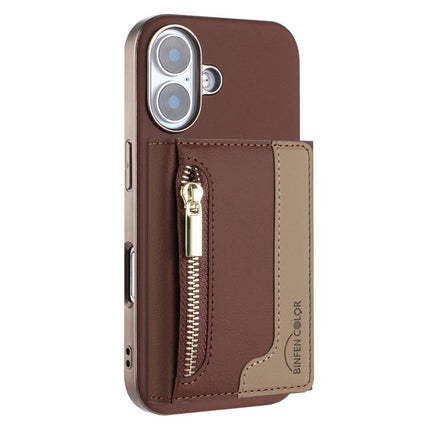 Zipper Horizontal Magnetic Card Bag RFID MagSafe Phone Case, For iPhone 16 Pro Max, For iPhone 16 Pro, For iPhone 16 Plus, For iPhone 16