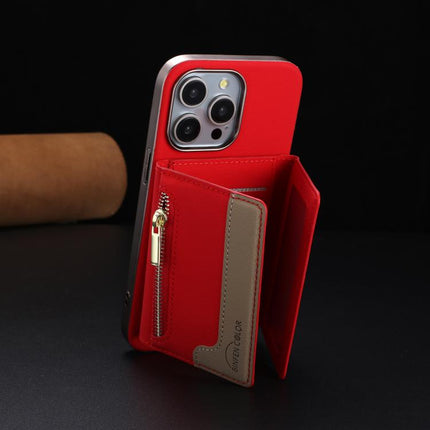 Zipper Horizontal Magnetic Card Bag RFID MagSafe Phone Case, For iPhone 15 Pro Max, For iPhone 15 Pro, For iPhone 15 Plus, For iPhone 15
