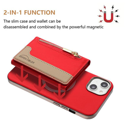 Zipper Horizontal Magnetic Card Bag RFID MagSafe Phone Case, For iPhone 14 Plus, For iPhone 14, For iPhone 14 Pro, For iPhone 14 Pro Max