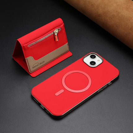 Zipper Horizontal Magnetic Card Bag RFID MagSafe Phone Case, For iPhone 14 Plus, For iPhone 14, For iPhone 14 Pro, For iPhone 14 Pro Max