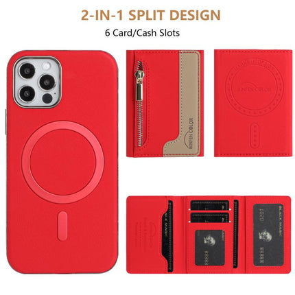 Zipper Horizontal Magnetic Card Bag RFID MagSafe Phone Case, For iPhone 12 / 12 Pro, For iPhone 11 Pro Max, For iPhone 11, For iPhone 11 Pro
