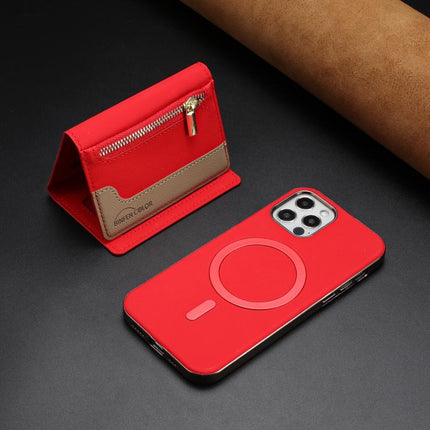 Zipper Horizontal Magnetic Card Bag RFID MagSafe Phone Case, For iPhone 12 / 12 Pro, For iPhone 11 Pro Max, For iPhone 11, For iPhone 11 Pro