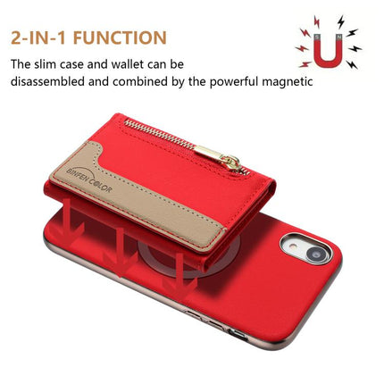 Zipper Horizontal Magnetic Card Bag RFID MagSafe Phone Case, For iPhone XR, For iPhone 8 Plus / 7 Plus, For iPhone 8 / 7 / 6