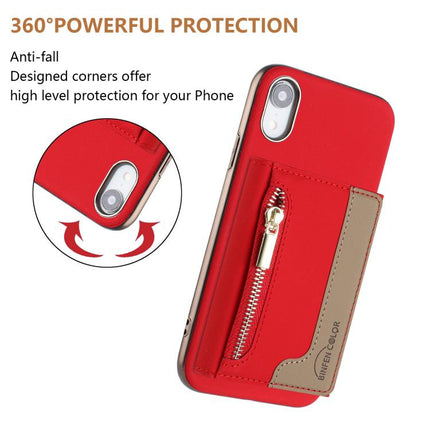 Zipper Horizontal Magnetic Card Bag RFID MagSafe Phone Case, For iPhone XR, For iPhone 8 Plus / 7 Plus, For iPhone 8 / 7 / 6