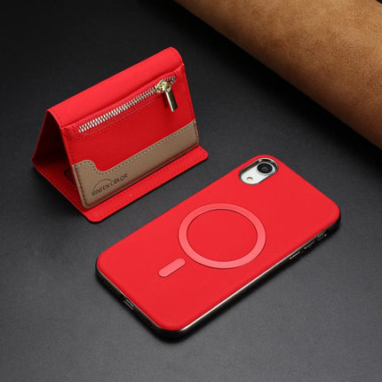 Zipper Horizontal Magnetic Card Bag RFID MagSafe Phone Case, For iPhone XR, For iPhone 8 Plus / 7 Plus, For iPhone 8 / 7 / 6