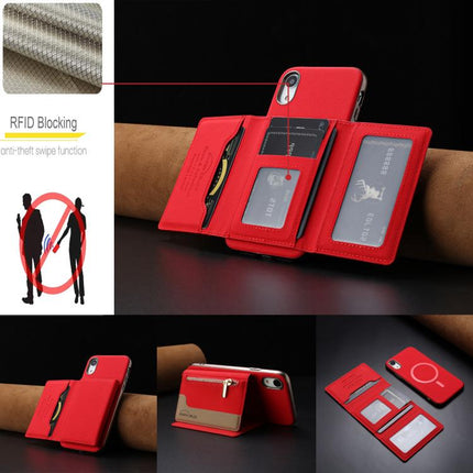 Zipper Horizontal Magnetic Card Bag RFID MagSafe Phone Case, For iPhone XR, For iPhone 8 Plus / 7 Plus, For iPhone 8 / 7 / 6