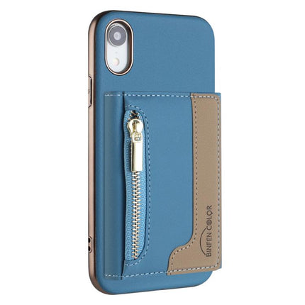 Zipper Horizontal Magnetic Card Bag RFID MagSafe Phone Case, For iPhone XR, For iPhone 8 Plus / 7 Plus, For iPhone 8 / 7 / 6