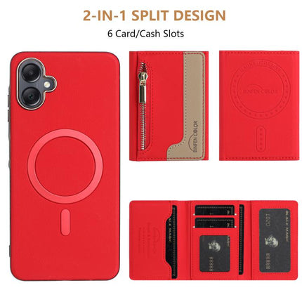 Zipper Horizontal Magnetic Card Bag RFID MagSafe Phone Case, For Samsung Galaxy A06, For Samsung Galaxy A56, For Samsung Galaxy A26, For Samsung Galaxy A36