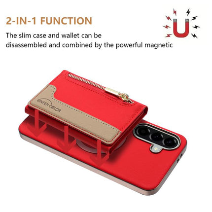 Zipper Horizontal Magnetic Card Bag RFID MagSafe Phone Case, For Samsung Galaxy A25, For Samsung Galaxy A55