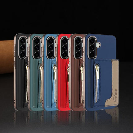Zipper Horizontal Magnetic Card Bag RFID MagSafe Phone Case, For Samsung Galaxy A25, For Samsung Galaxy A55