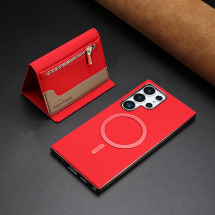 Zipper Horizontal Magnetic Card Bag RFID MagSafe Phone Case, For Samsung Galaxy S24 Ultra 5G, For Samsung Galaxy S24+ 5G, For Samsung Galaxy S24 5G, For Samsung Galaxy S23 Ultra 5G