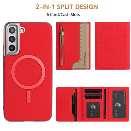 Zipper Horizontal Magnetic Card Bag RFID MagSafe Phone Case, For Samsung Galaxy S23+ 5G, For Samsung Galaxy S23 5G, For Samsung Galaxy S22 Ultra 5G, For Samsung Galaxy S22+ 5G