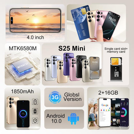 S25 Mini / ZKM10, 2GB+16GB, 4.0 inch Android 10 MTK6580M Quad Core, Network: 3G, Dual SIM