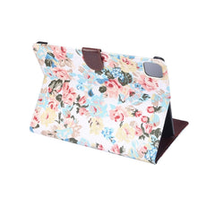 Funda protectora de cuero con tapa horizontal para PC con textura de tela con flores, soporte, ranuras para tarjetas, billetera, marco de fotos y función de suspensión/activación, para iPad Air 2022/2020 10.9